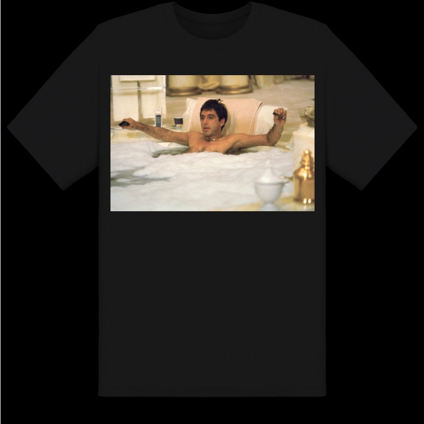 Scarface In Jacuzzi Black Tee